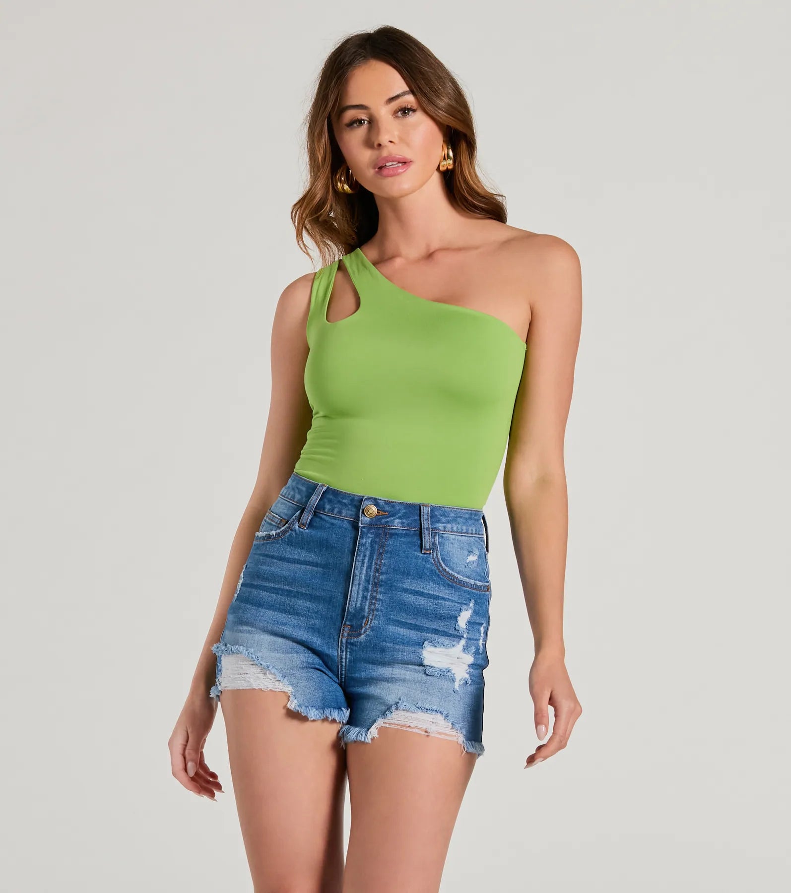 One Sided Sleeveless Cutout Bodysuit Sharp Women's Italian