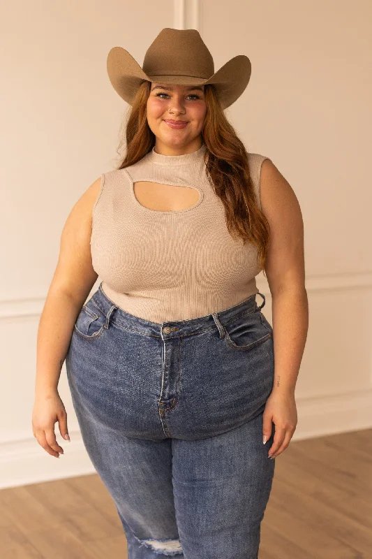Ribbed Crop Top, Beige Gym