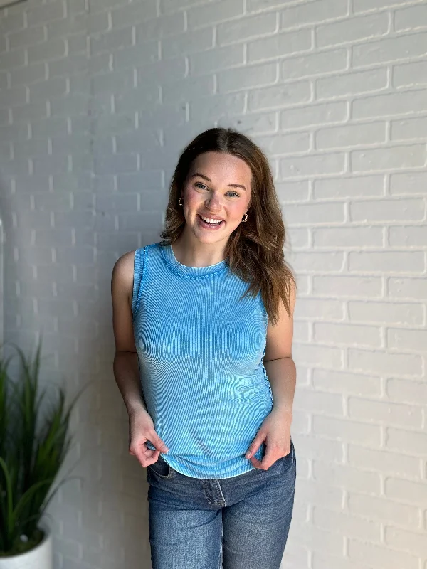 Summer Ribbed Washed Tank Casual Women's Loose - fitting