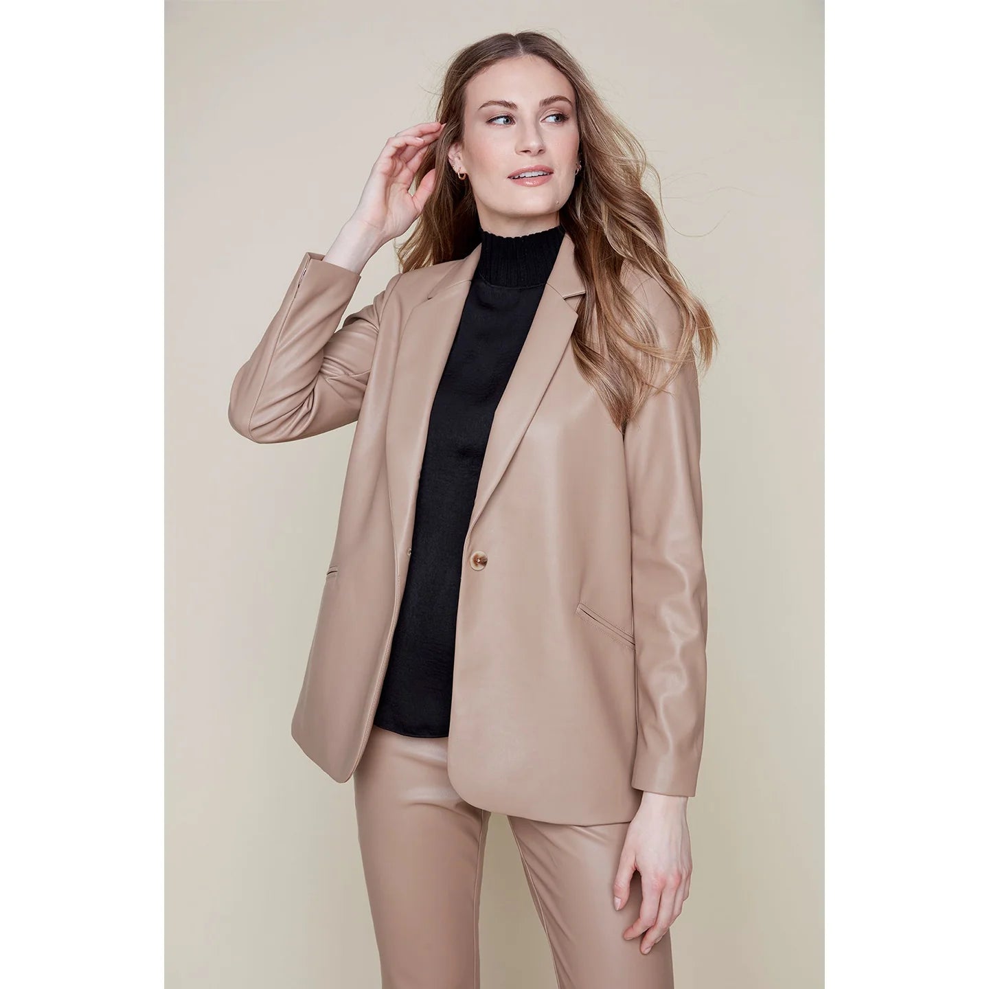 R. 3871L Vegan Leather Blazer Laid - back Women's Vibe