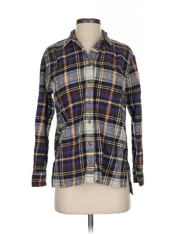 Long Sleeve Button-Down Shirt Laid - back Women's Style
