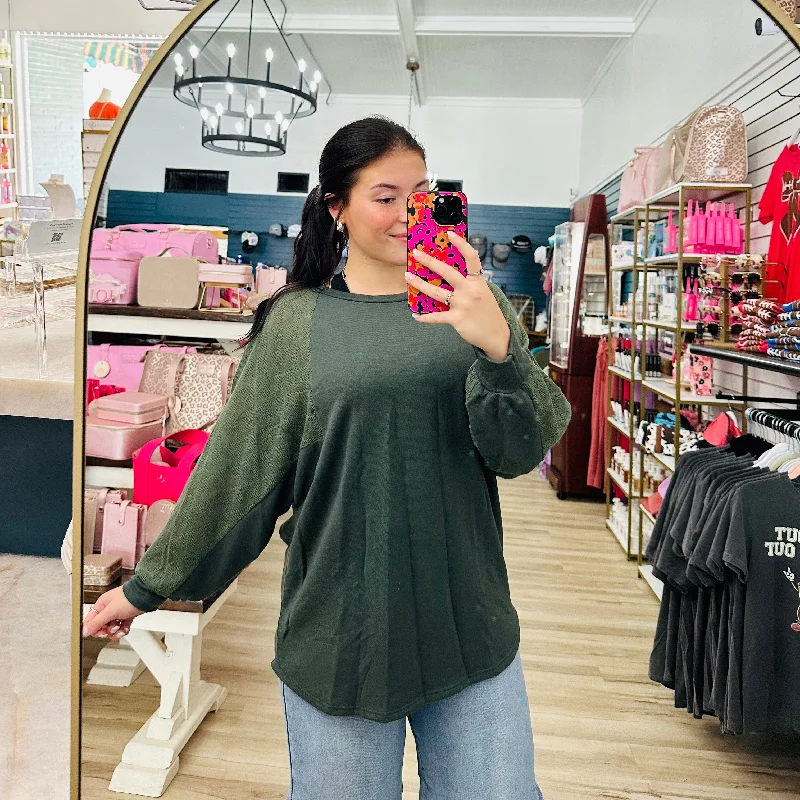 Forest Green Long Sleeve Streetwear Style for 