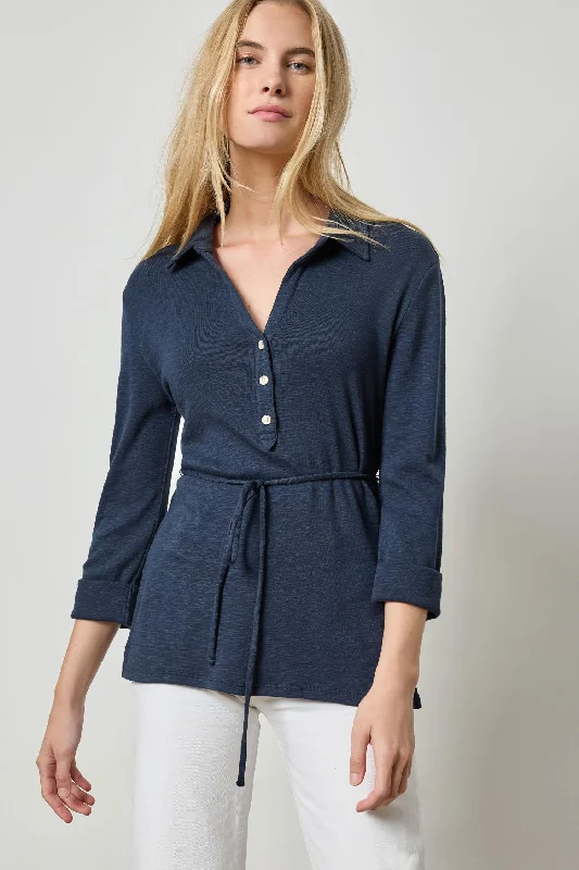 3/4 Sleeve Collared Top Contemporary 
