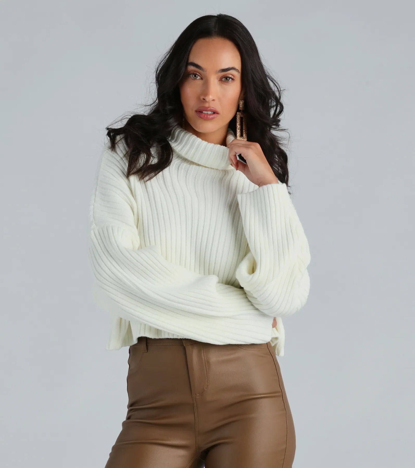 Let's Get Together Turtleneck Crop Sweater Youthful Women's Anime - inspired