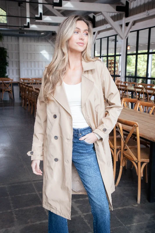 Janice Long Solid Trench Coat, Light Tan Refined Women's Velvet