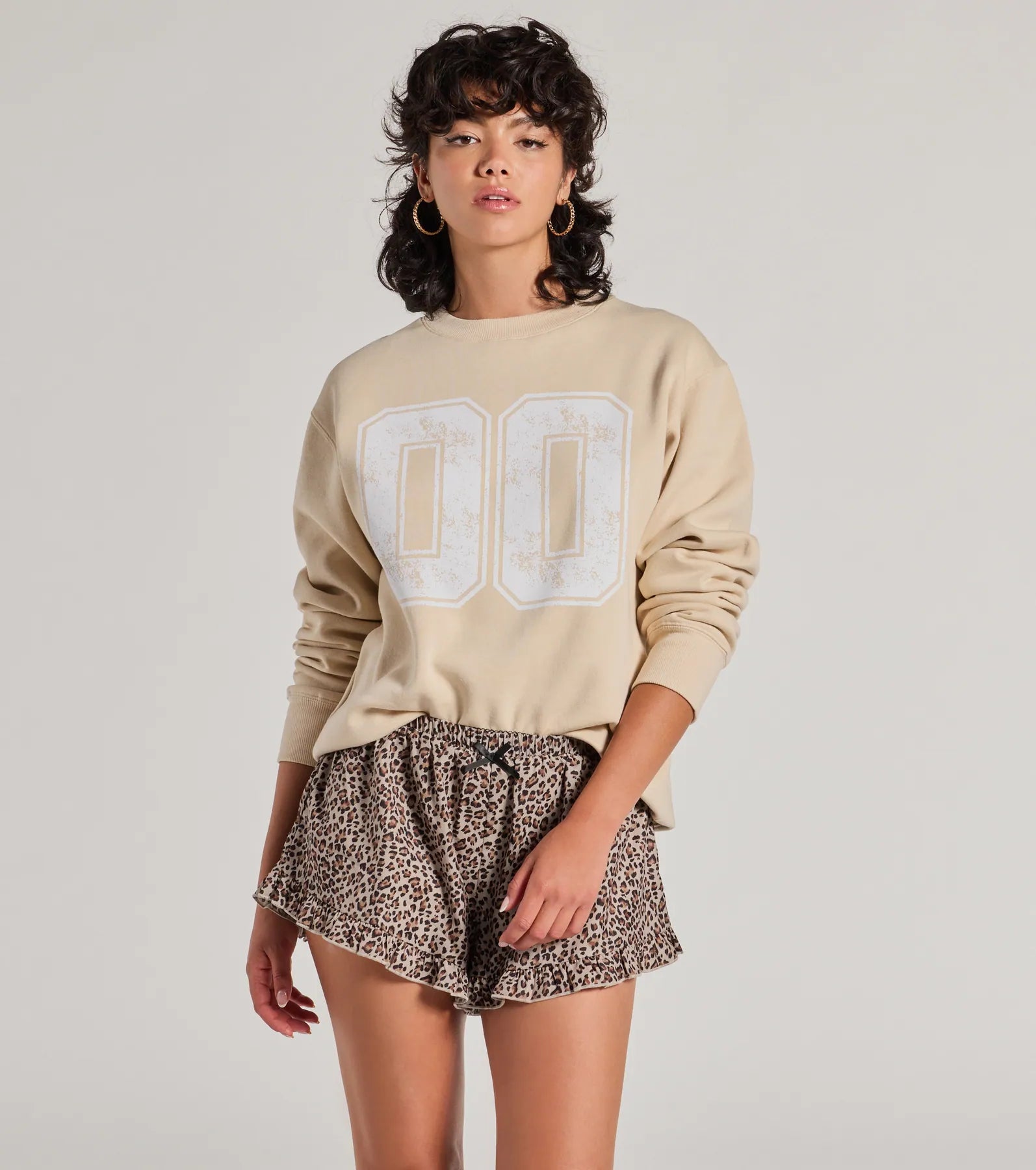 Sporty Era Oversized Fleece Screen Sweatshirt Gym