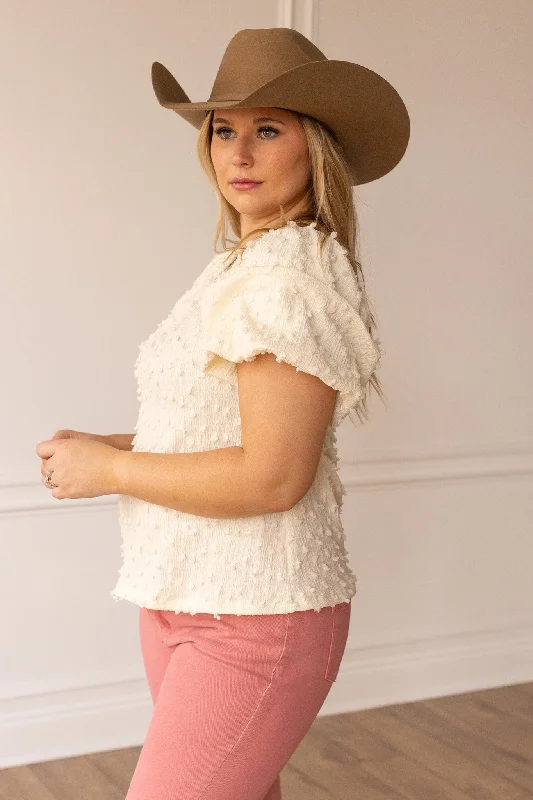 Textured Peasant Blouse, Ivory Rugged Women's Outdoor 