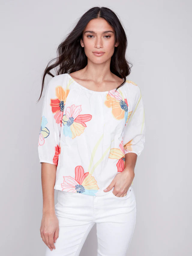 C.B 4527D Flower Blouse Bohemian Women's Free