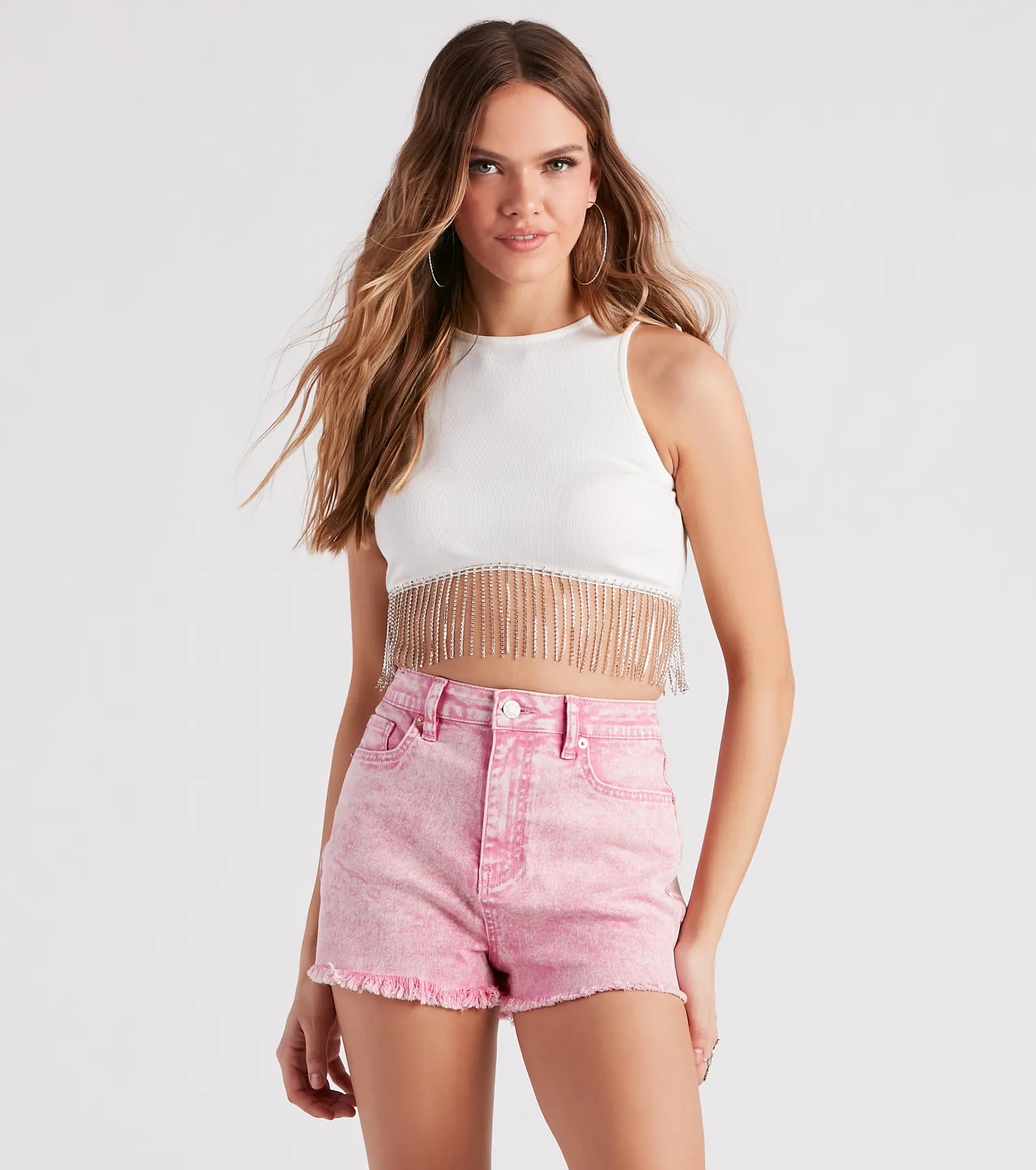 Fringe Benefits High Neck Crop Top Dapper Women's Bow - adorned