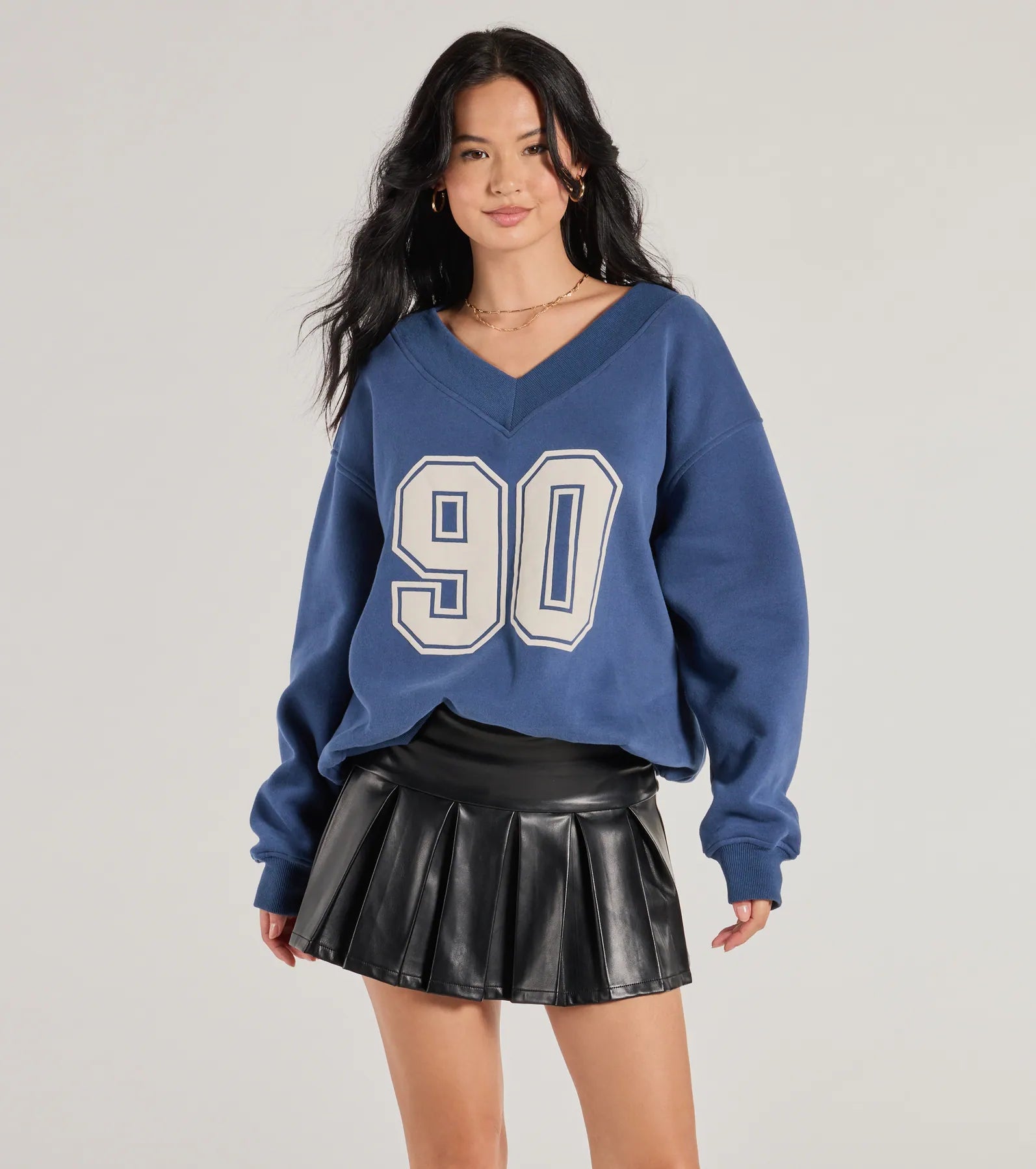 90 Graphic Oversized Pullover Sweatshirt European