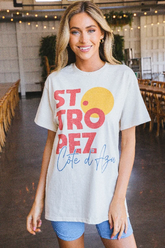 St Tropez Oversized Graphic Tee, Ivory European