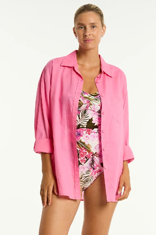 Breeze Linen Beach Shirt Casual Women's Japanese 