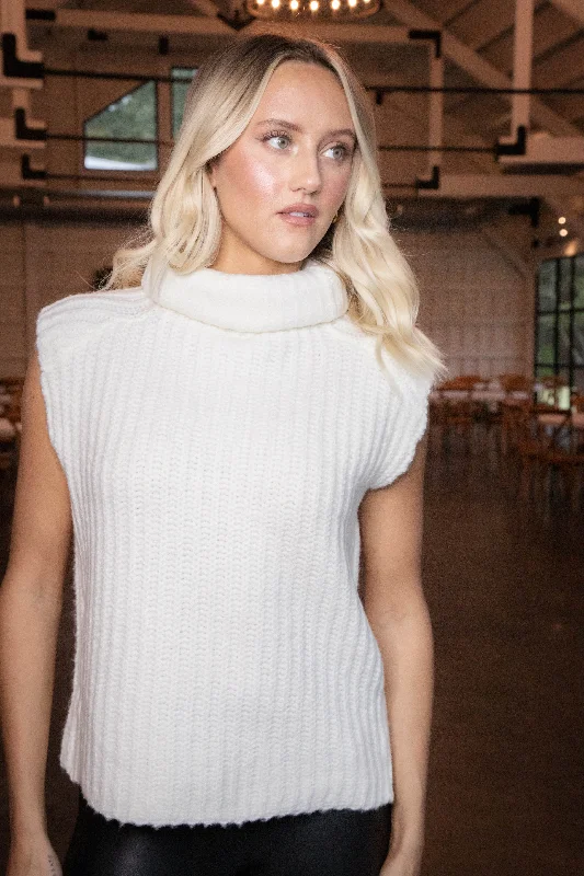 Salima Turtleneck Sweater Vest, Winter White | RD Style Traditional Women's Wool