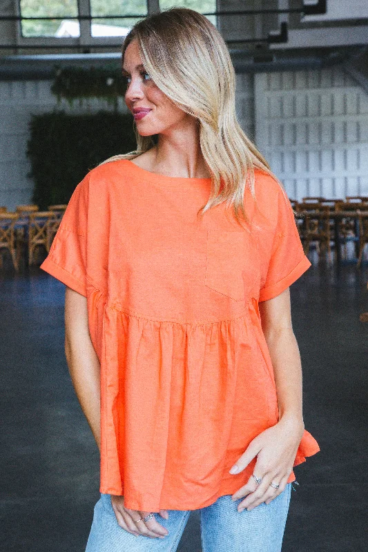 Luciana Babydoll Cotton Top, Orange Rugged Women's Outdoor 