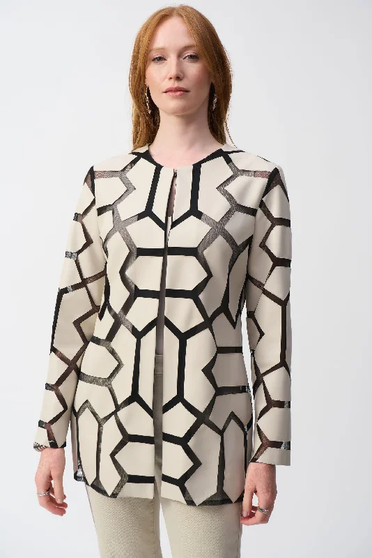J.R 241905S25 Laser-Cut Leatherette on Mesh Jacket Street