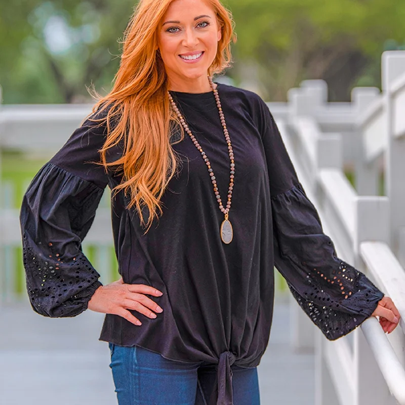Treat Yourself Top with Front Tie, Black Business