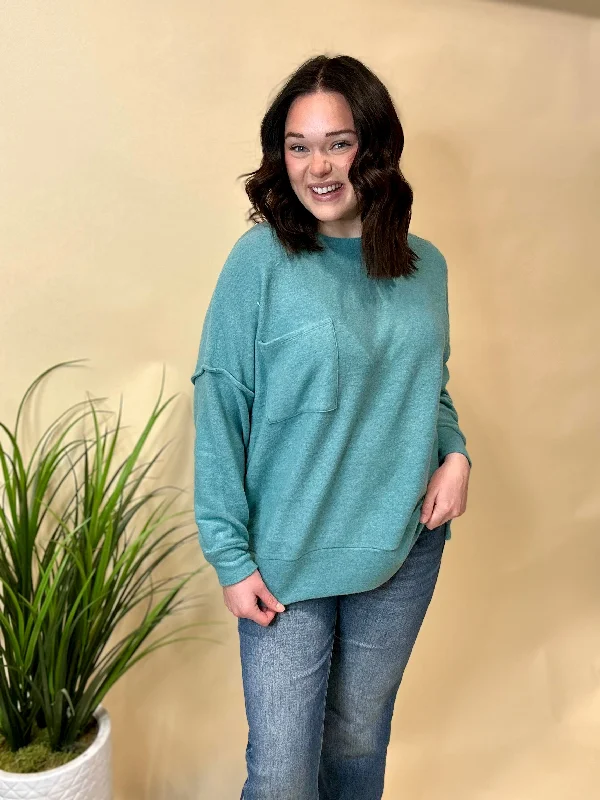Ash Teal Pocket Sweater Sporty Women's Tennis
