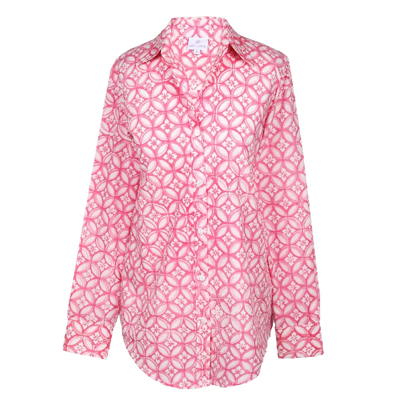 Nina Pink Women's Button Down Blouse Artistic Women's Avant - 