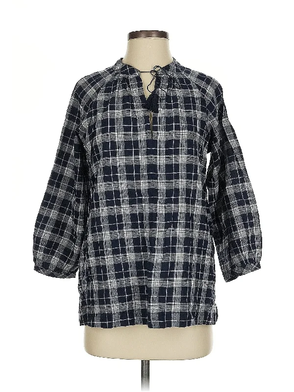 3/4 Sleeve Button-Down Shirt Trendy Women's 