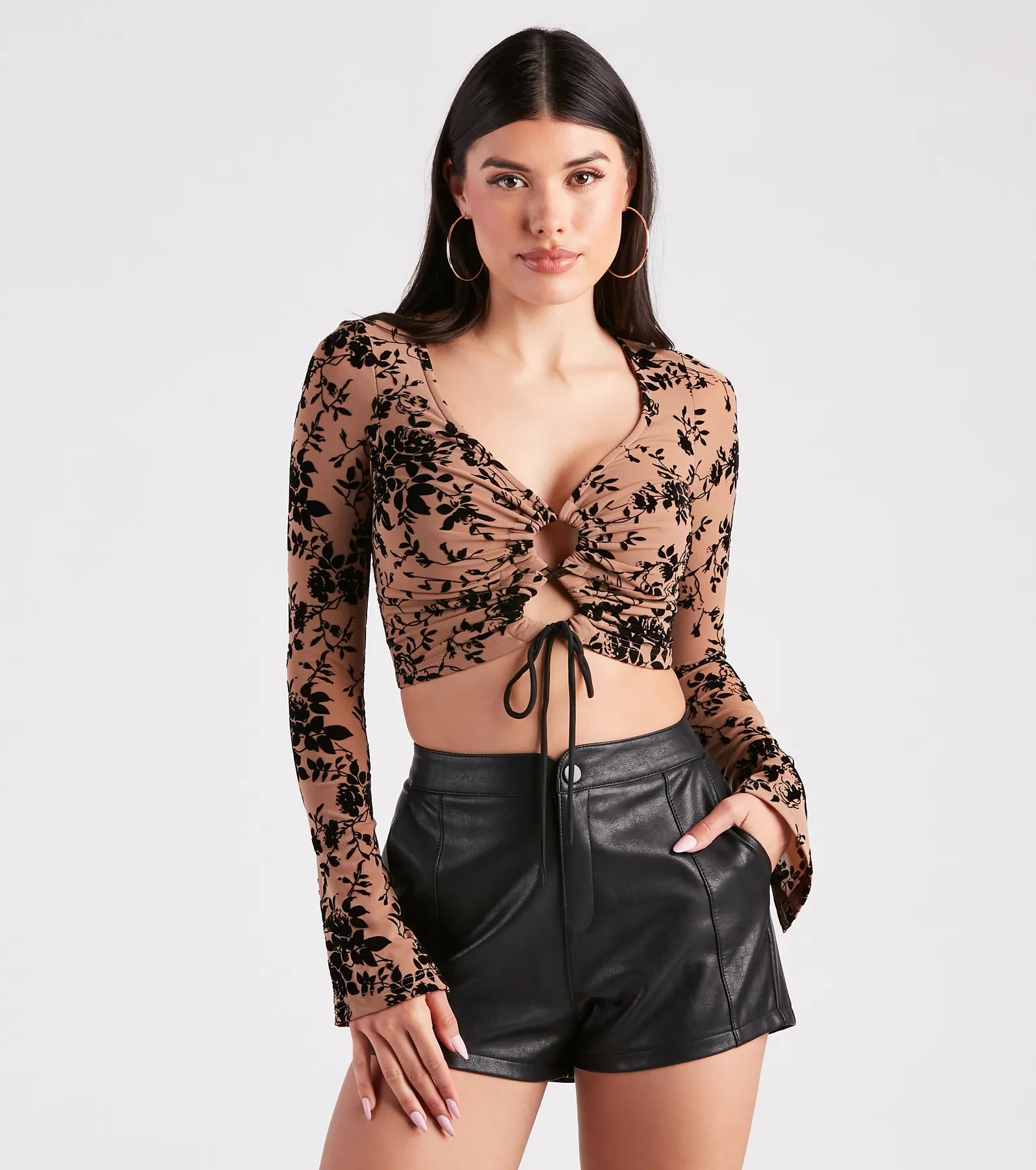 Fancy Me Velvet Burnout Crop Top European
