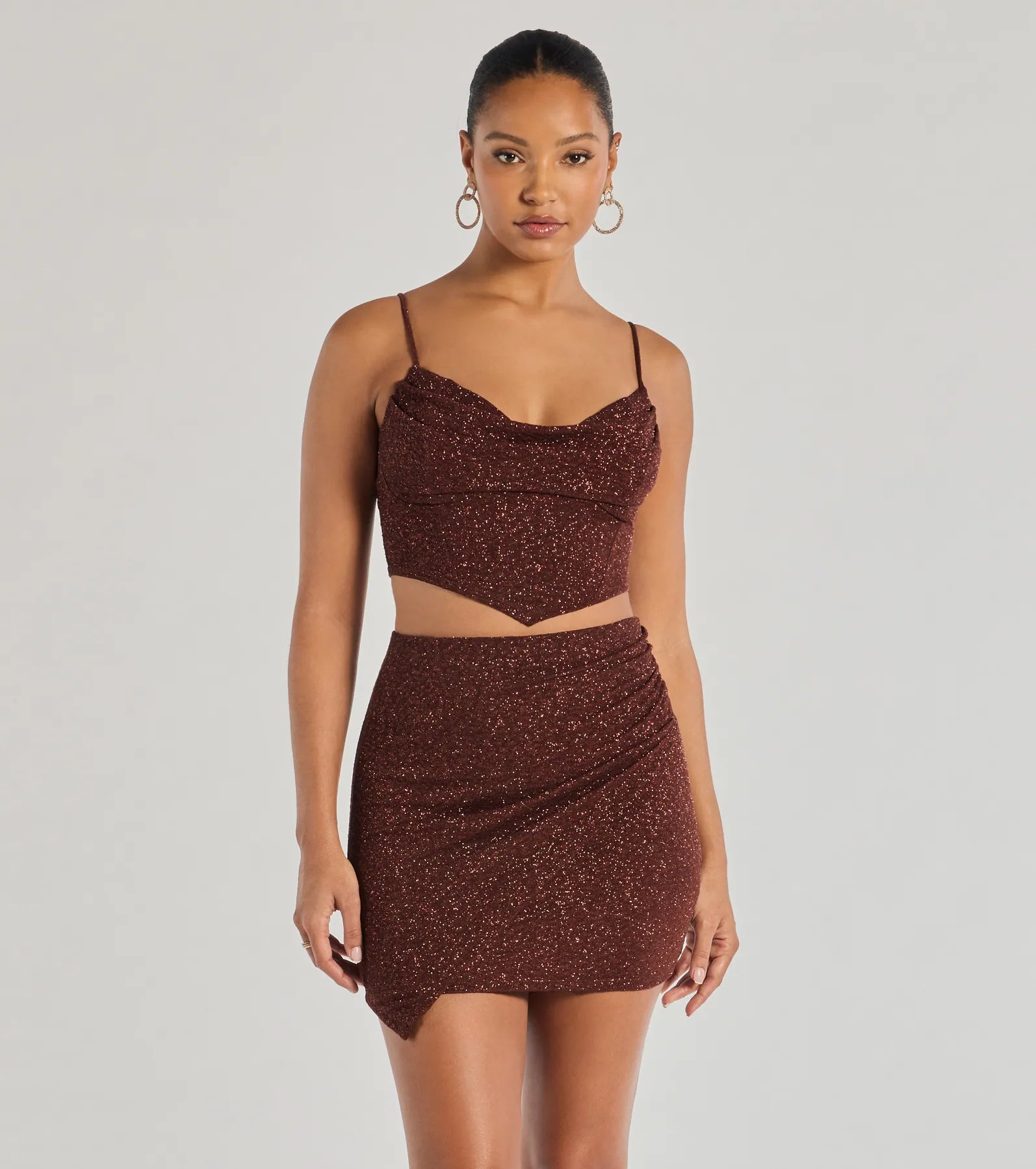 Glowing Radiance Sleeveless Glitter Crop Top Compression