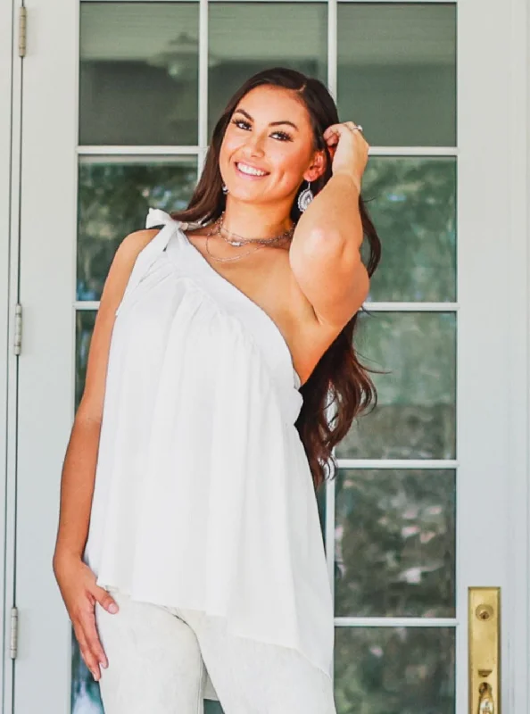 Pure Elegance Tie Shoulder Top Athletic Women's 
