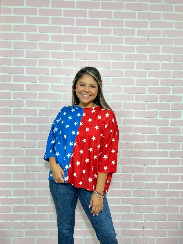 Stars & Stripes Split Box Tee Monochromatic All - in - one