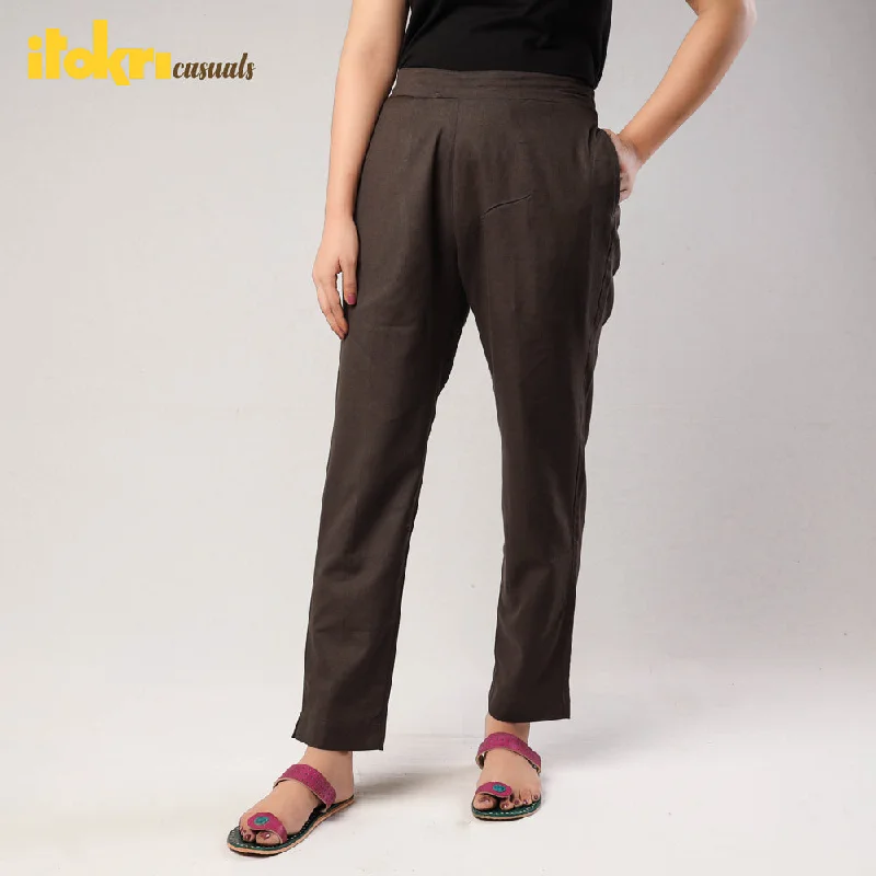 Shadow Grey - Cotton Tapered Casual Pant for Women Cozy Women's Sherpa - lined