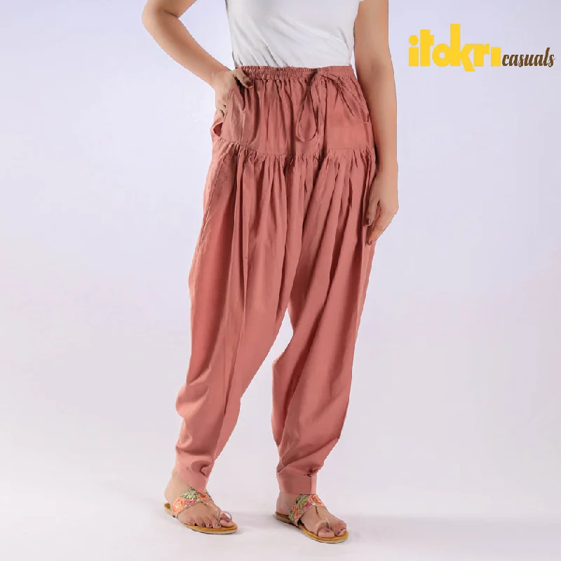 Peach Pink - Cotton Elasticated Salwar for Women Earthy Women's Hemp - based