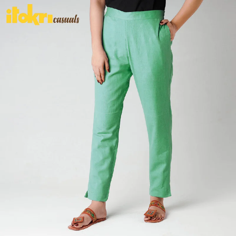Jungle Green - Flex Cotton Tapered Casual Pant for Women Modern Women's 