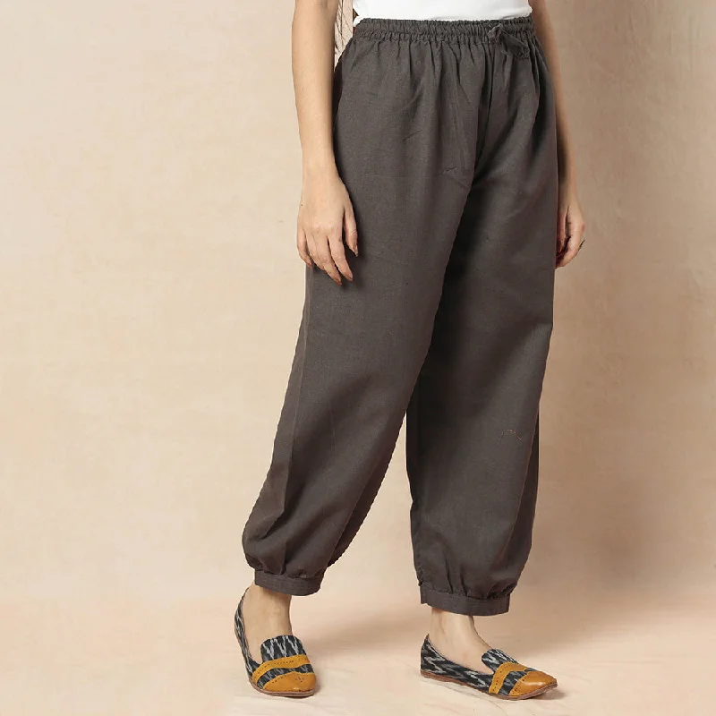 Dark Grey - Flex Cotton Plain Elasticated Pant Edgy Women's Punk