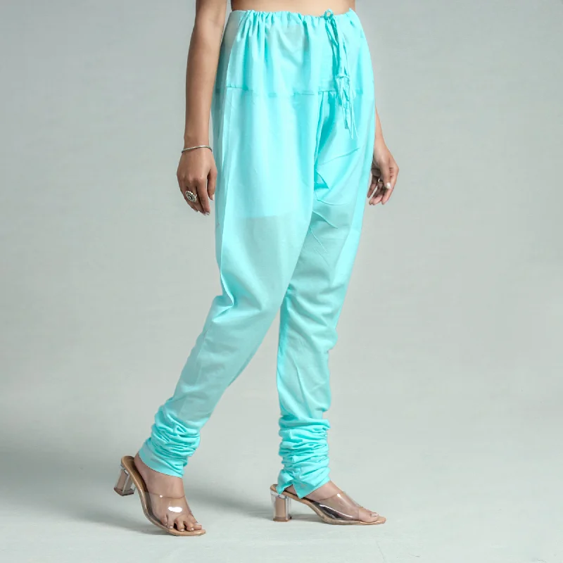 Sky Blue - Plain Dyed Cotton Ankle Length Churidar Scandinavian