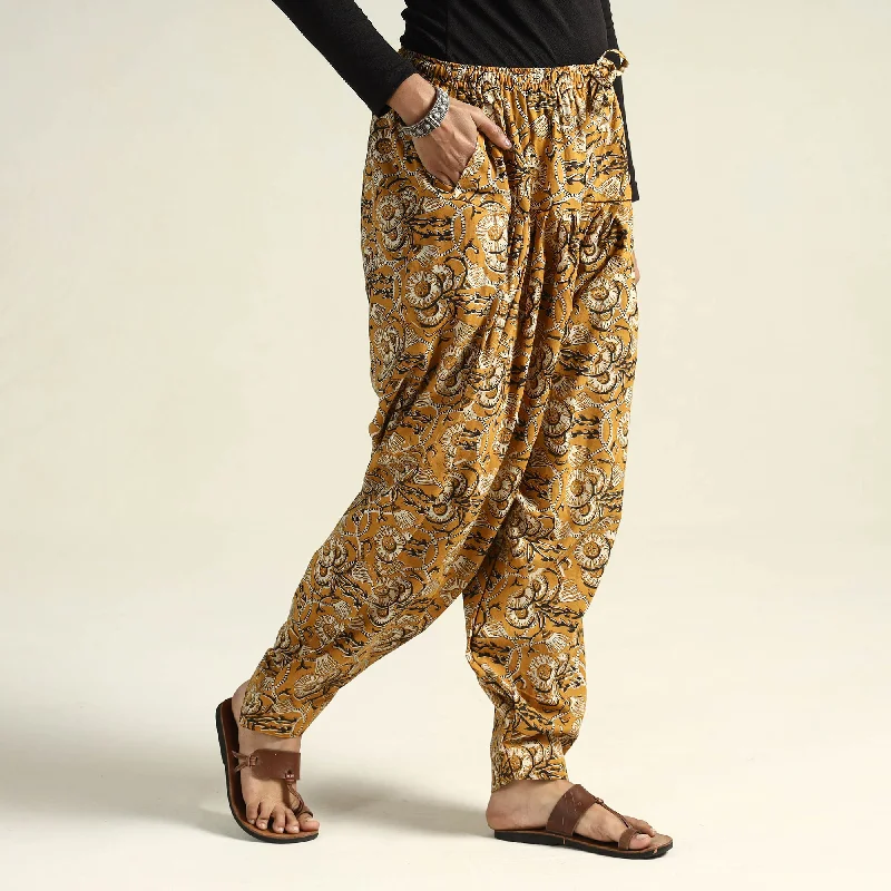 Yellow - Bagru Block Printed Cotton Elasticated Salwar Bohemian Women's Free