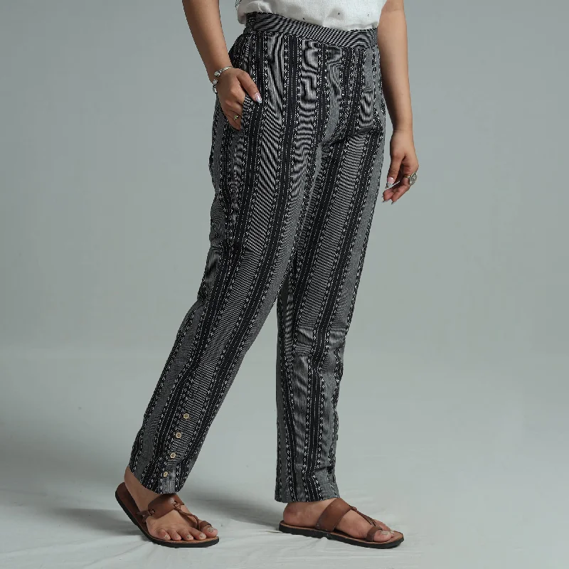 Black - Jacquard Weave Cotton Elasticated Pant 11 Stylish Women's Tropical 