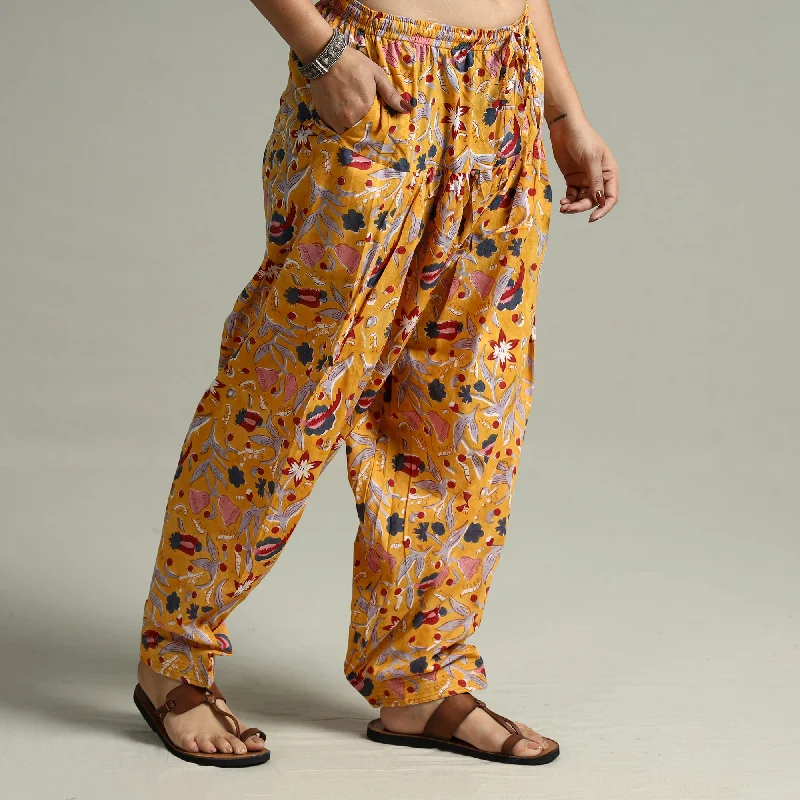 Orange - Sanganeri Block Printed Cotton Elasticated Salwar 09 Australian Beach