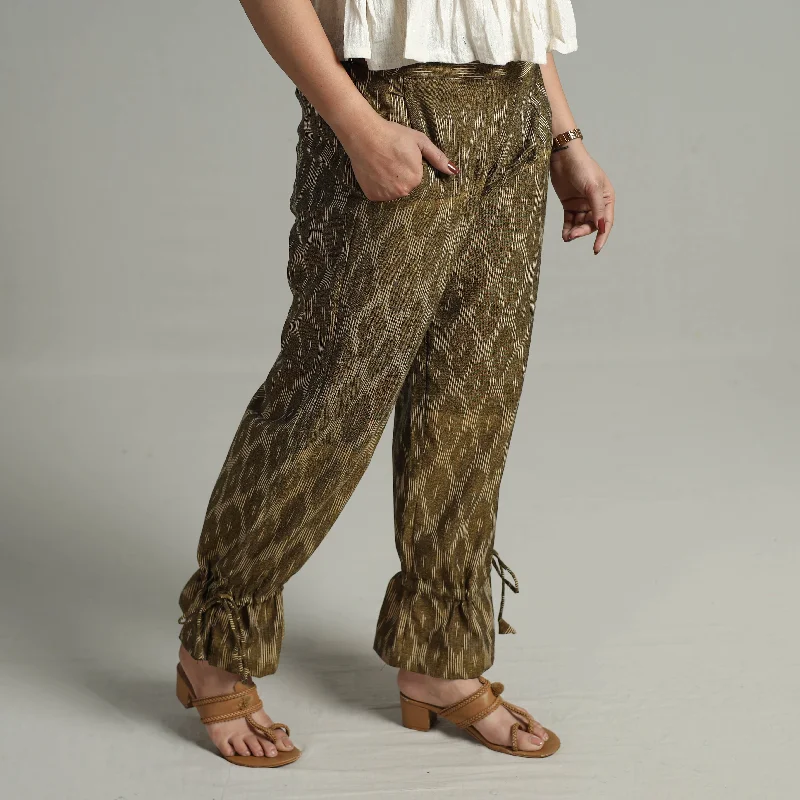 Green - Pochampally Ikat Weave Cotton Elasticated Pant 12 Contemporary 