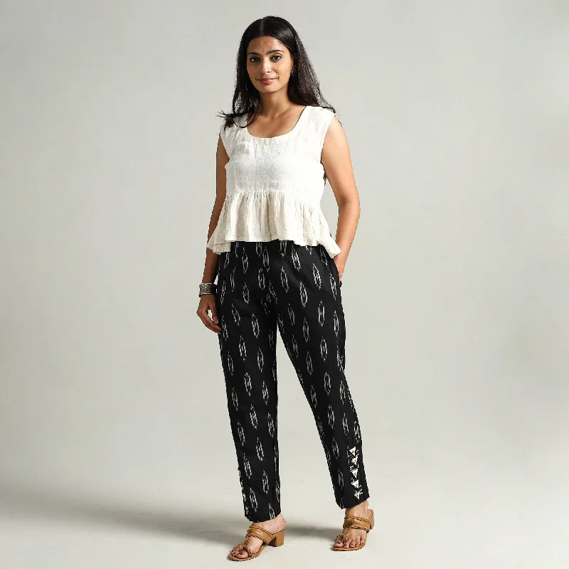 Pochampally Ikat Weave Cotton Elasticated Pant 06 Relaxed Women's Beachy