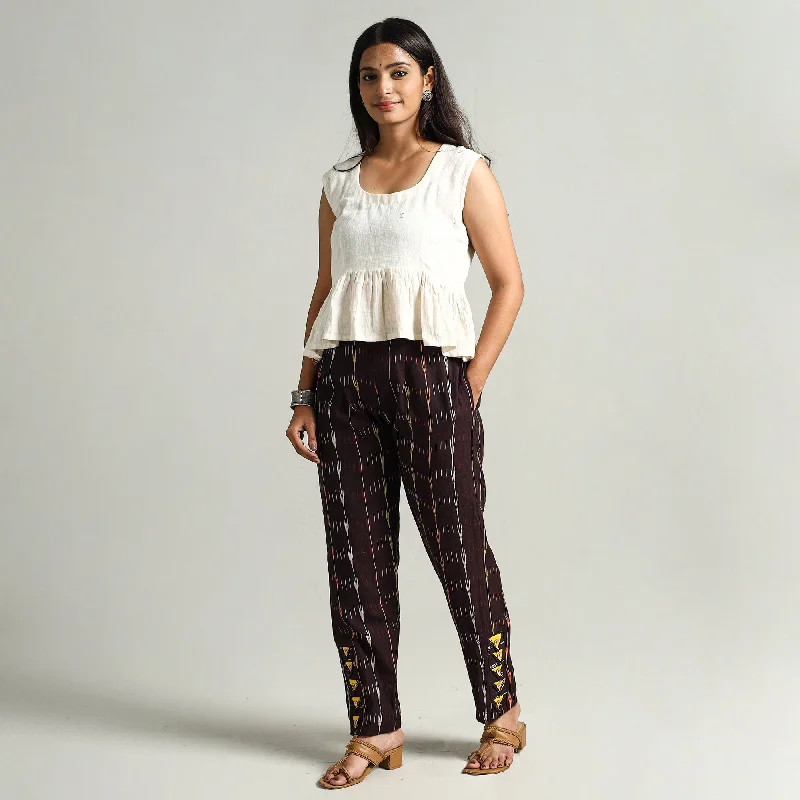 Pochampally Ikat Weave Cotton Elasticated Pant 08 Unique Women's Upcycled