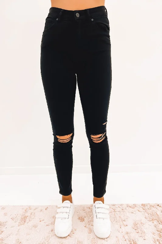 A High Skinny Ankle Basher Jean Black Magic Rip Refined Women's 