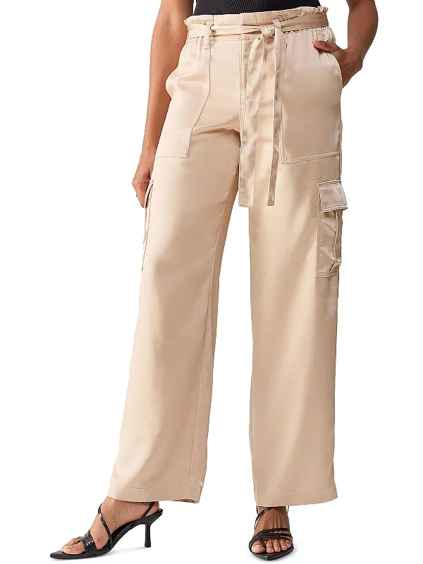 All Tied Up Womens Satin Wide Leg Cargo Pants Tough Women's Military - inspired