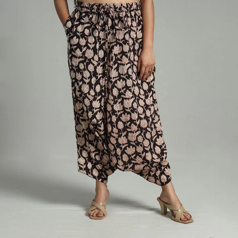 Black - Bagru Block Print Cotton Elasticated Harem Pant 09 Bold Women's Animal Print Black - Bagru Block Print Cotton Elasticated Harem Pant 09 Bold Women's Animal Print