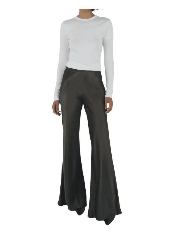 Bias Cut Satin Pants In Dark Cedar Artistic Women's Hand - painted