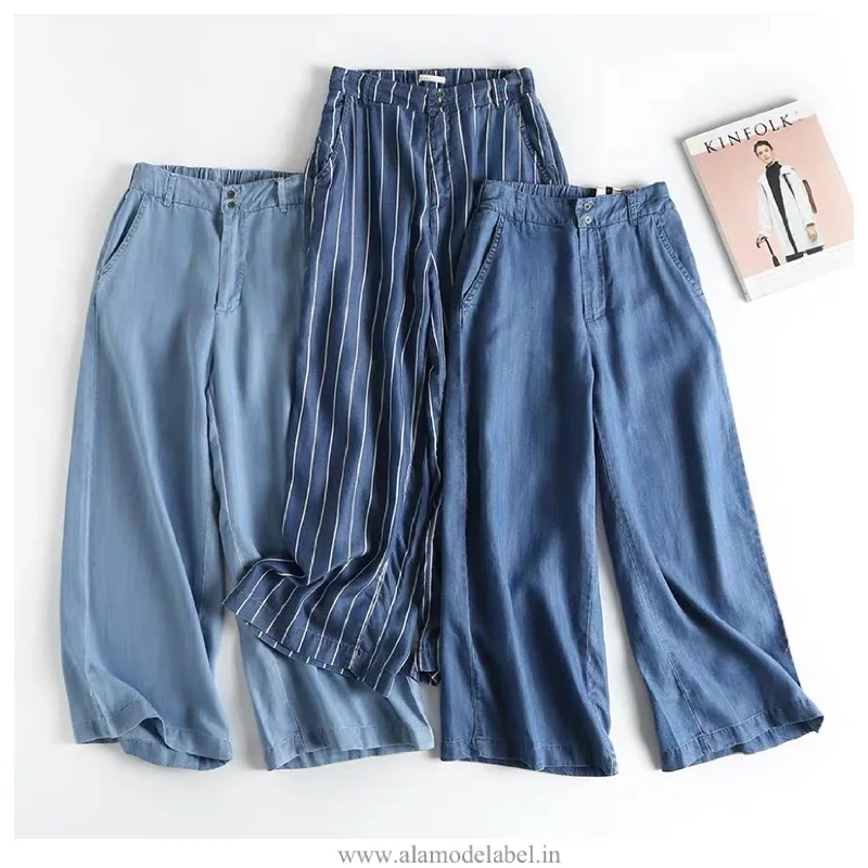 Cabey Soft Denim Cullotes Monochromatic Office Style