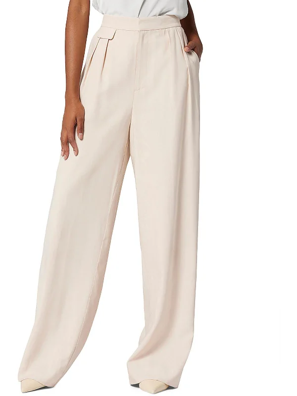 Clement Womens High Waist Pleated Trouser Pants Polished Women's Silk
