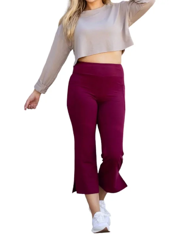 Courtney High Waisted Gaucho Pants In Maroon Dynamic Women's Moto