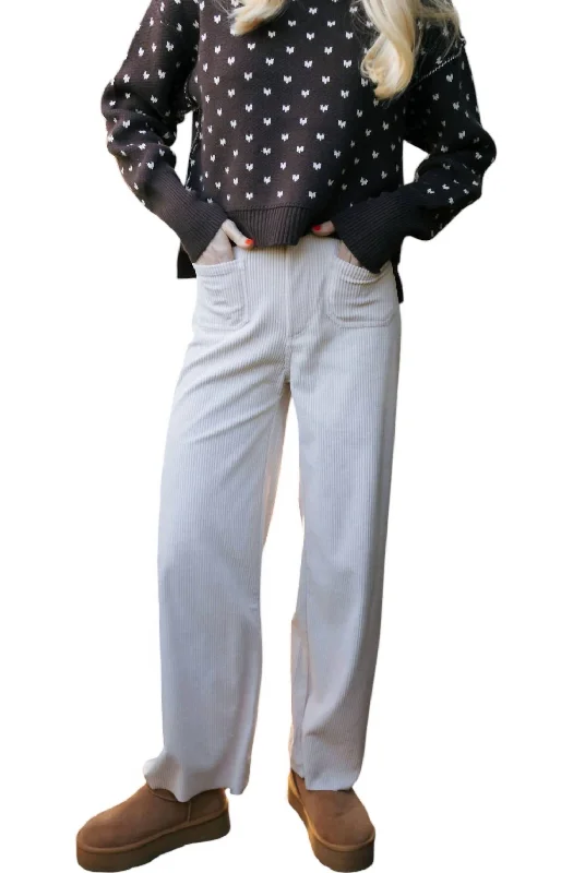 Front Pocket Cord Pants In Beige purpose