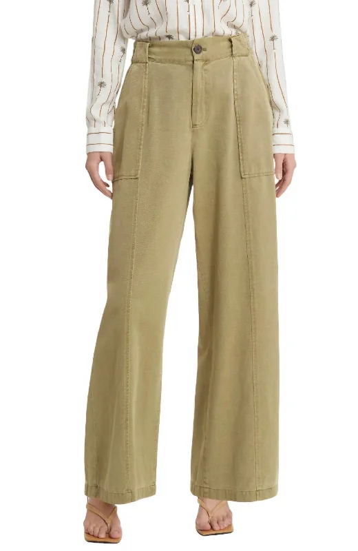 Greer Cotton Blend Straight Leg Pants In Canteen Earthy Women's 