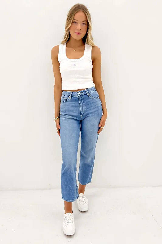 High Straight Crop Jean Blue Envy Australian Beach