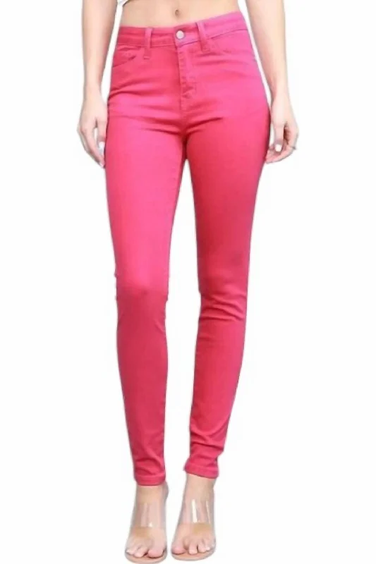 High Waist Skinny Jeans In Pink Athletic Women's 