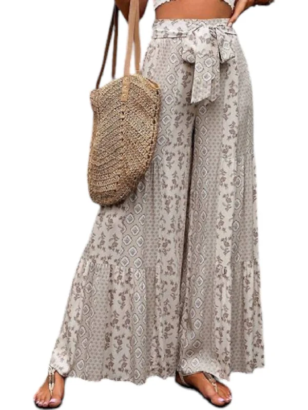 High Waisted Wide Leg Pants In Ivory Streetwear Style for 